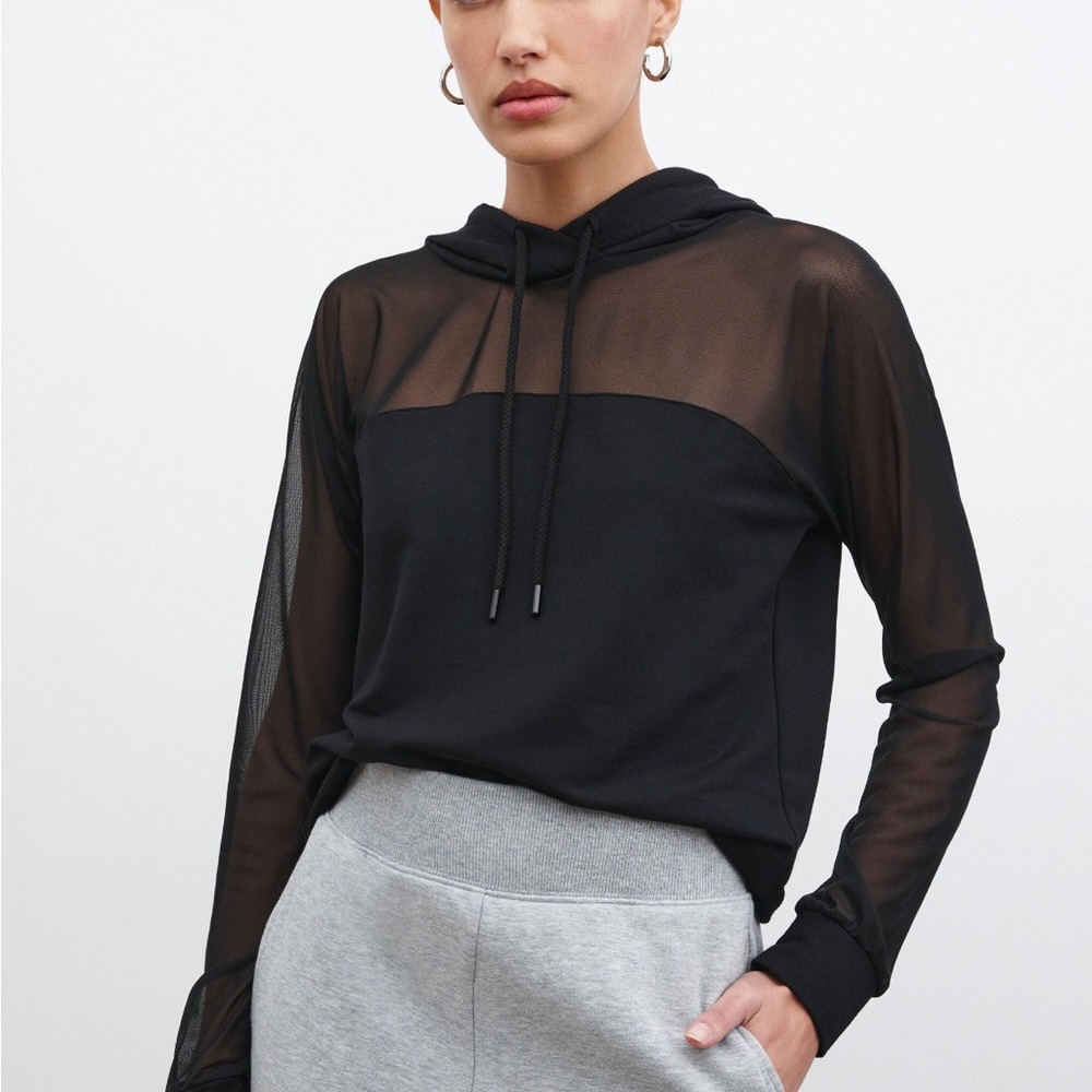 Black Mesh Hoodie